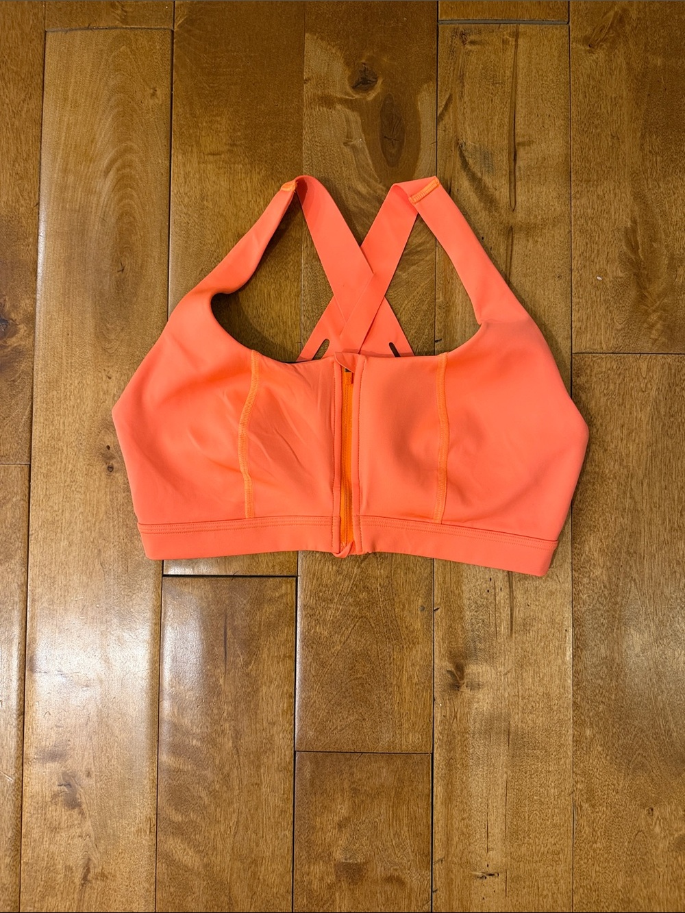 Sweaty Betty Coral Front-Zip Crossback Sports Bra